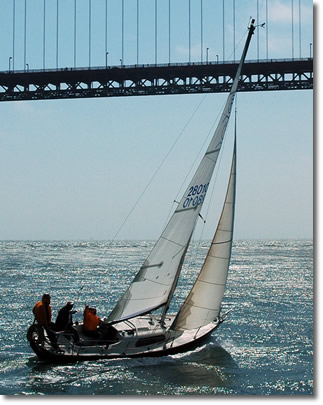 Reliance sailing under the GGB